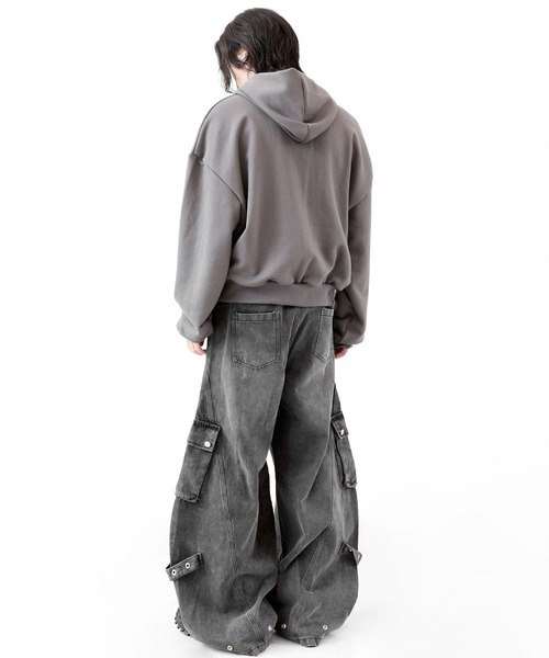 minsobi（ミンソビ）の「カーブフィットワイドデニムカーゴ（デニムパンツ・メンズ・ブラック・FREE）」の12枚目の写真