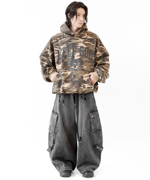 minsobi（ミンソビ）の「カーブフィットワイドデニムカーゴ（デニムパンツ・メンズ・ブラック・FREE）」の14枚目の写真