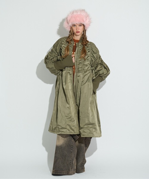 ANNA SUI NYC（アナ スイ エヌ ワイ シー）の「ロングMA-1コート（MA-1・レディース・カーキ/ブラック・FREE）」の11枚目の写真