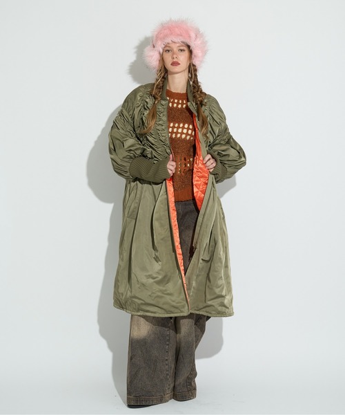 ANNA SUI NYC（アナ スイ エヌ ワイ シー）の「ロングMA-1コート（MA-1・レディース・カーキ/ブラック・FREE）」の12枚目の写真