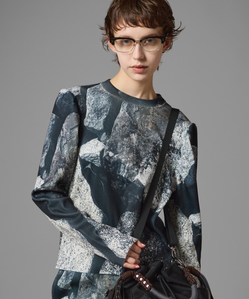 NON TOKYO ノントーキョー プリント リブ トップス カットソー NON TOKYO ノントーキョー プリント リブ トップス カットソー