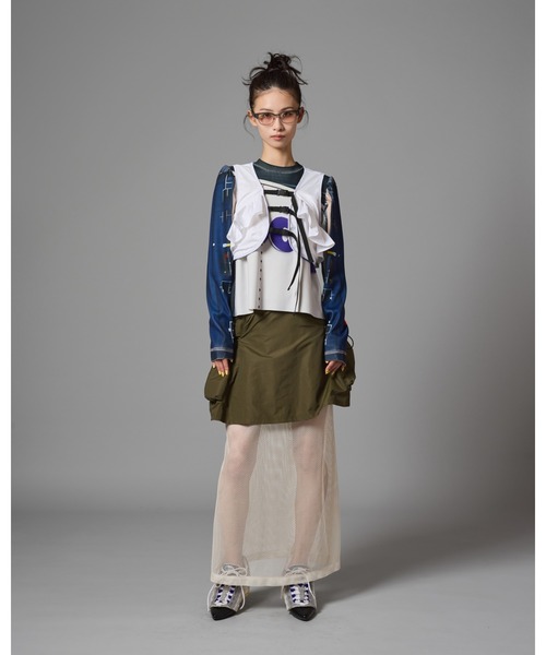 NON TOKYO/ノントーキョー/プリントリブパフスリーブC/S（Tシャツ