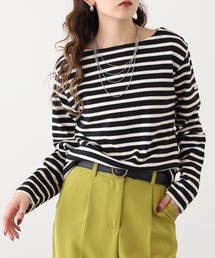 OMNES（オムネス）の「バスク生地 ボートネック長袖Tシャツ ボーダー 無地（Tシャツ/カットソー）」