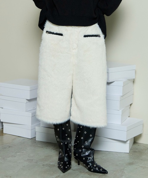 Leather And Fur Combination Shorts / レザーファーハーフパンツ
