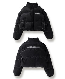 me+em select(ミームセレクト)のグランジロゴ刺繍ショートパフダウンジャケット / grunge logo embroidery short puff down jacket(ダウンジャケット/コート)