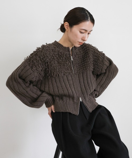 select MOCA(セレクトモカ)の「ループデザインダブルジップカーディガン(カーディガン/ボレロ・レディース・ブラウン/グレー・FREE)」の20枚目の写真