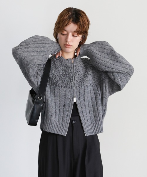 select MOCA(セレクトモカ)の「ループデザインダブルジップカーディガン(カーディガン/ボレロ・レディース・ブラウン/グレー・FREE)」の12枚目の写真