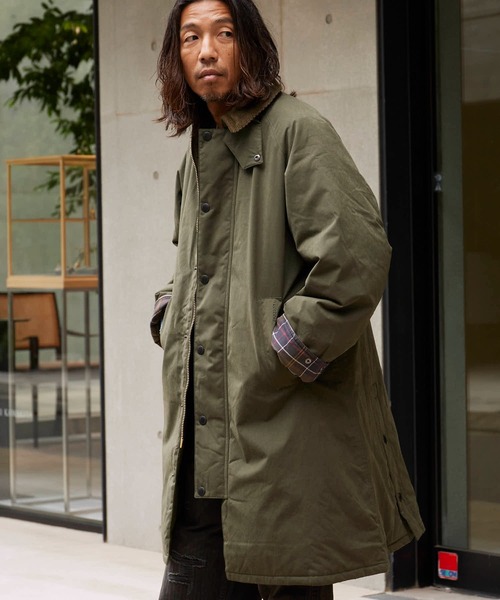 Barbour（バブアー）の「Barbour/バブア― PADDED EXMOOR COAT 中綿入り ラグランスリーブ パデッド エクスモア コート（ダウンジャケット/コート・メンズ・オリーブ/ブラック/ライトベージュ・40/38/36）」の20枚目の写真