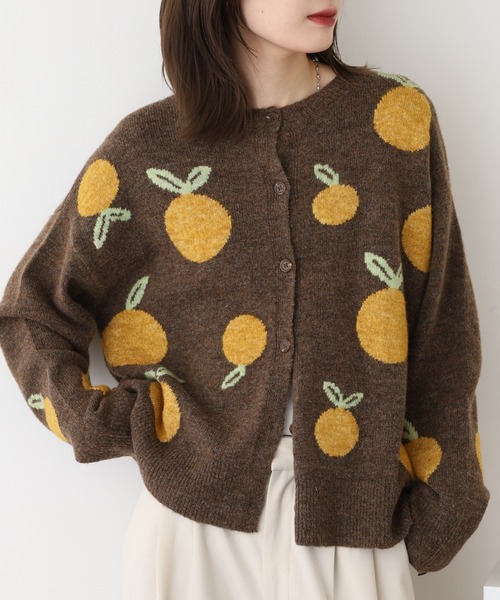 BARNDOOR（バーンドア）の「みかん ジャカード カーデ（カーディガン/ボレロ・レディース・ブラウン/グレー/ネイビー/グリーン・FREE）」の2枚目の写真