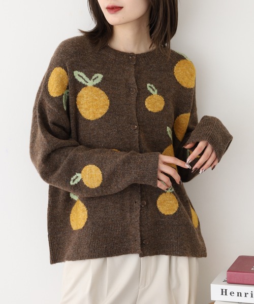 BARNDOOR（バーンドア）の「みかん ジャカード カーデ（カーディガン/ボレロ・レディース・ブラウン/グレー/ネイビー/グリーン・FREE）」の11枚目の写真