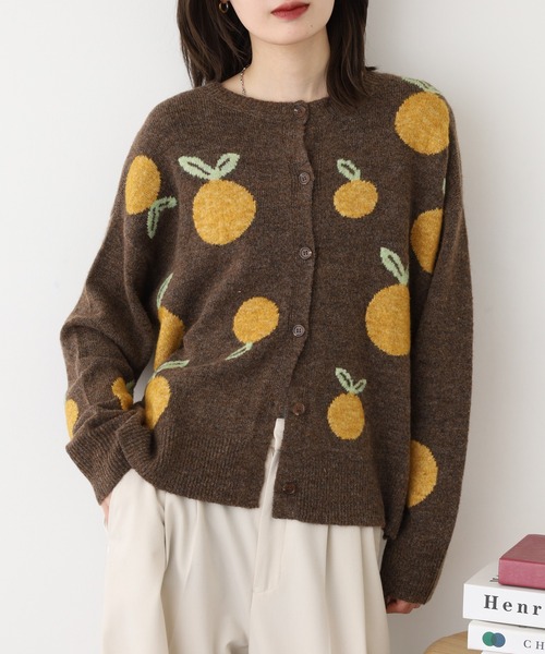 BARNDOOR（バーンドア）の「みかん ジャカード カーデ（カーディガン/ボレロ・レディース・ブラウン/グレー/ネイビー/グリーン・FREE）」の12枚目の写真