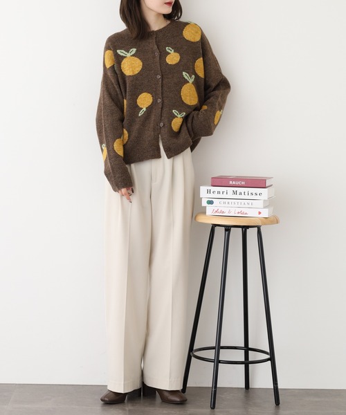 BARNDOOR（バーンドア）の「みかん ジャカード カーデ（カーディガン/ボレロ・レディース・ブラウン/グレー/ネイビー/グリーン・FREE）」の14枚目の写真