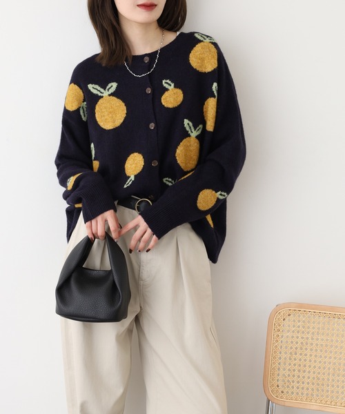 BARNDOOR（バーンドア）の「みかん ジャカード カーデ（カーディガン/ボレロ・レディース・ブラウン/グレー/ネイビー/グリーン・FREE）」の21枚目の写真