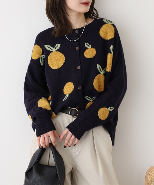 BARNDOOR（バーンドア）の「みかん ジャカード カーデ（カーディガン/ボレロ・レディース・ブラウン/グレー/ネイビー/グリーン・FREE）」の22枚目の写真