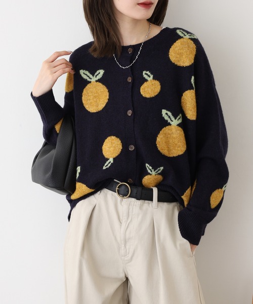 BARNDOOR（バーンドア）の「みかん ジャカード カーデ（カーディガン/ボレロ・レディース・ブラウン/グレー/ネイビー/グリーン・FREE）」の20枚目の写真