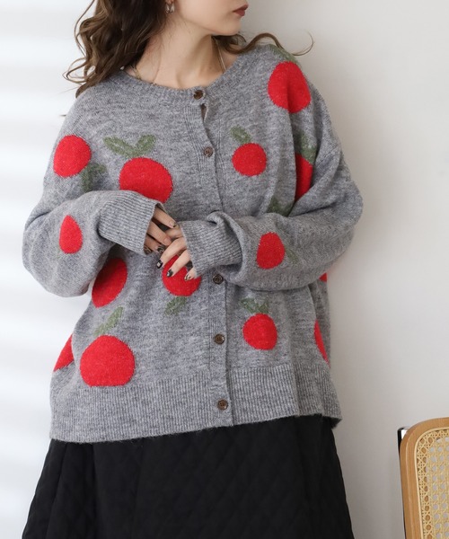 BARNDOOR（バーンドア）の「みかん ジャカード カーデ（カーディガン/ボレロ・レディース・ブラウン/グレー/ネイビー/グリーン・FREE）」の6枚目の写真
