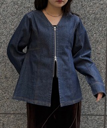 &g'aime | 【&g'aime】デニムWジップチュニック　Denim Double-Zip Tunic(シャツ/ブラウス)