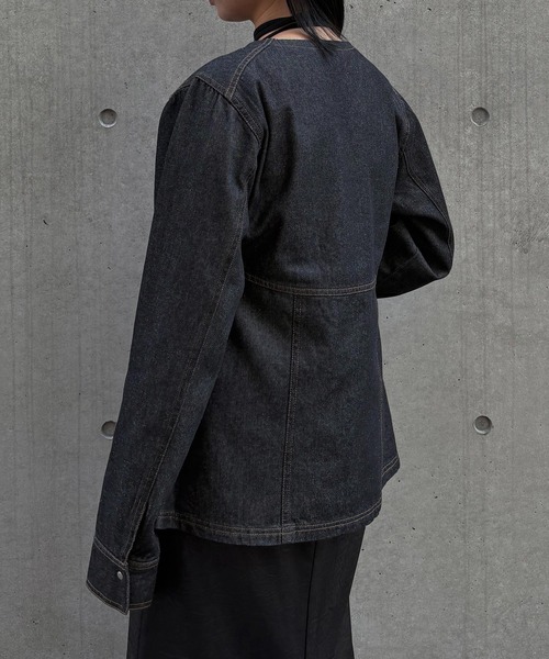 &g'aime（アンジェム）の「【&g'aime】デニムWジップチュニック　Denim Double-Zip Tunic（シャツ/ブラウス・レディース・ブルー/ブラック・FREE）」の15枚目の写真