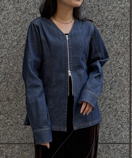 &g'aime（アンジェム）の「【&g'aime】デニムWジップチュニック　Denim Double-Zip Tunic（シャツ/ブラウス・レディース・ブルー/ブラック・FREE）」の22枚目の写真