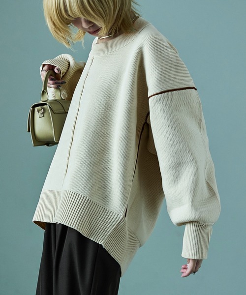 Fashion Letter(ファッションレター)の「ダンボールニット ボリューム袖 コクーンニット(ニット/セーター・レディース・アイボリー/ブラック/グレー・M)」の17枚目の写真