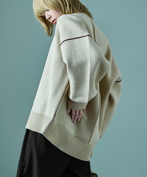 Fashion Letter(ファッションレター)の「ダンボールニット ボリューム袖 コクーンニット(ニット/セーター・レディース・アイボリー/ブラック/グレー・M)」の18枚目の写真