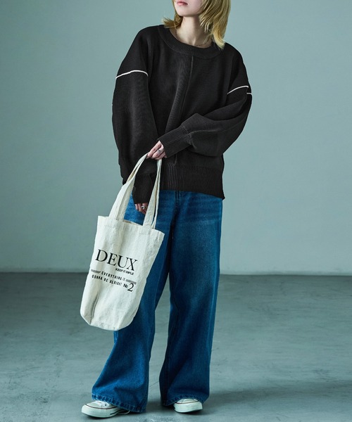 Fashion Letter(ファッションレター)の「ダンボールニット ボリューム袖 コクーンニット(ニット/セーター・レディース・アイボリー/ブラック/グレー・M)」の5枚目の写真