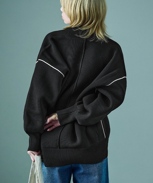 Fashion Letter(ファッションレター)の「ダンボールニット ボリューム袖 コクーンニット(ニット/セーター・レディース・アイボリー/ブラック/グレー・M)」の8枚目の写真