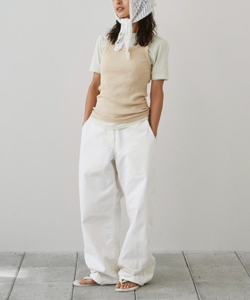 TODAYFUL（トゥデイフル）の「TODAYFUL　Boyfriend Cotton Pants ボーイフレンドコットンパンツ/12610702（その他パンツ・レディース・ホワイト/ブラック・36/38）」の3枚目の写真