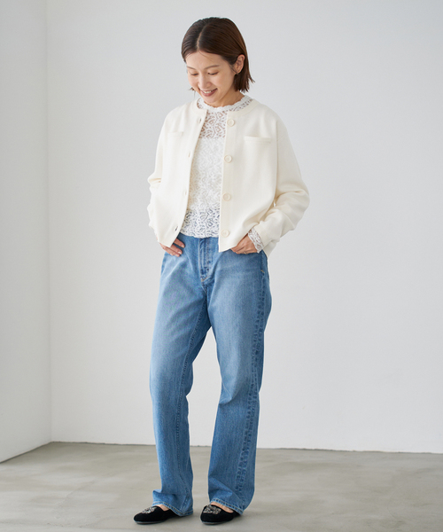 IENA（イエナ）の「《追加》スーパーファインスムースクルーカーディガン（カーディガン/ボレロ・レディース・チョコ/アイボリー/レッド・FREE）」の19枚目の写真