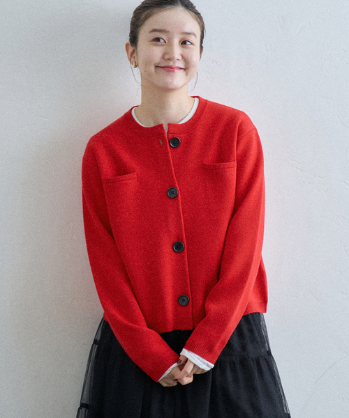 スーパーファインスムースクルーカーディガン イエナ 