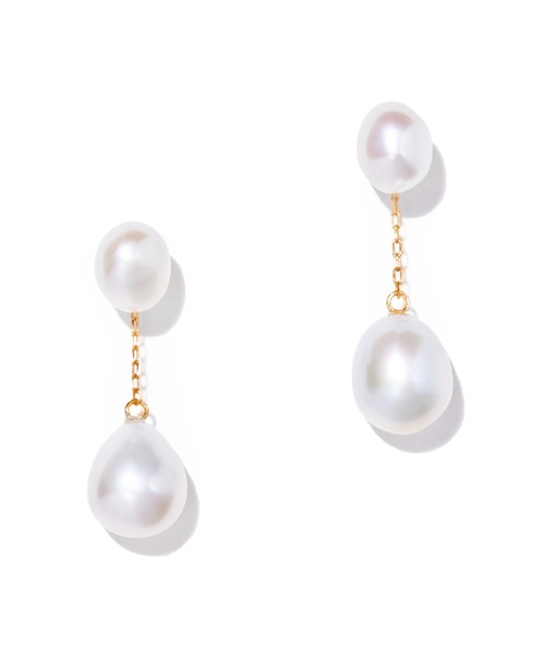 les bonbon(ルボンボン)の「【les bonbon】organic double pearl pierce/オーガニック ダブル パール ピアス(ピアス(両耳用)・レディース・イエローゴールド・FREE)」の6枚目の写真