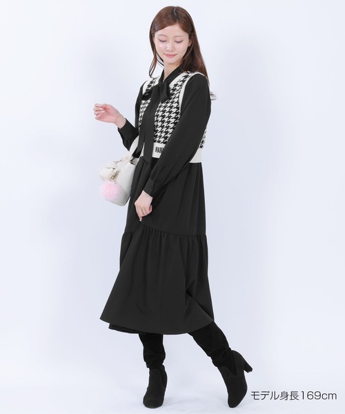 MARY QUANT ニットベストコンビ ワンピース マリークワント MARY QUANT ニットベストコンビ ワンピース （ブラック