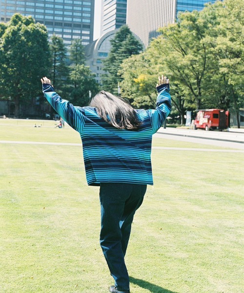 ＪＵＧＬＡＮＳ（ユグランス）の「田中シェン ボーダー天竺ロンT（Tシャツ/カットソー・レディース・ネイビー/ブラウン・ONE SIZE）」の9枚目の写真