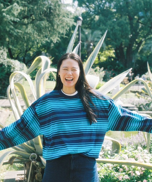 ＪＵＧＬＡＮＳ（ユグランス）の「田中シェン ボーダー天竺ロンT（Tシャツ/カットソー・レディース・ネイビー/ブラウン・ONE SIZE）」の6枚目の写真