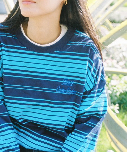 ＪＵＧＬＡＮＳ（ユグランス）の「田中シェン ボーダー天竺ロンT（Tシャツ/カットソー・レディース・ネイビー/ブラウン・ONE SIZE）」の8枚目の写真