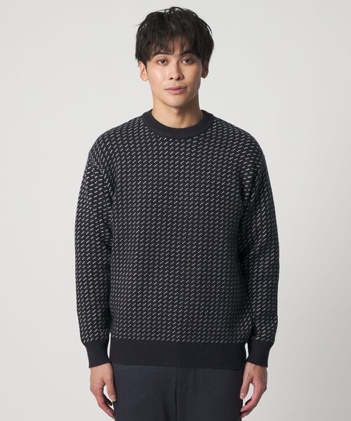 A DAY IN THE LIFE UNITED ARROWS(アデイインザライフユナイテッドアローズ)の「バーズアイ ニット-ウォッシャブル-<A DAY IN THE LIFE>(ニット/セーター・メンズ・ホワイト/ネイビー・M/L)」の6枚目の写真