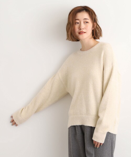 grove(グローブ)の「華やぎ冬ニット ミニスパンコールフェザーニット(ニット/セーター・レディース・チャコールグレー/ダークブラウン/オフホワイト/ベビーピンク・03/02/04/01/05)」の5枚目の写真