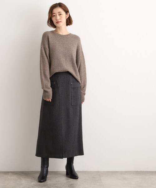 grove(グローブ)の「華やぎ冬ニット ミニスパンコールフェザーニット(ニット/セーター・レディース・チャコールグレー/ダークブラウン/オフホワイト/ベビーピンク・03/02/04/01/05)」の17枚目の写真