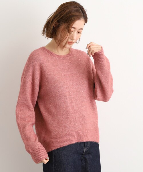 grove(グローブ)の「華やぎ冬ニット ミニスパンコールフェザーニット(ニット/セーター・レディース・チャコールグレー/ダークブラウン/オフホワイト/ベビーピンク・03/02/04/01/05)」の20枚目の写真