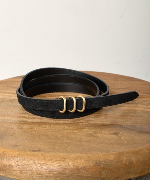 Jena espace merveilleux（ジェナ　エスパスメルヴェイユ）の「3連バックルスエードベルト（ベルト・レディース・ブラック/キャメル・FREE）」の3枚目の写真