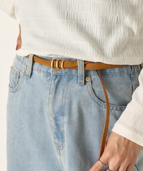 Jena espace merveilleux（ジェナ　エスパスメルヴェイユ）の「3連バックルスエードベルト（ベルト・レディース・ブラック/キャメル・FREE）」の5枚目の写真