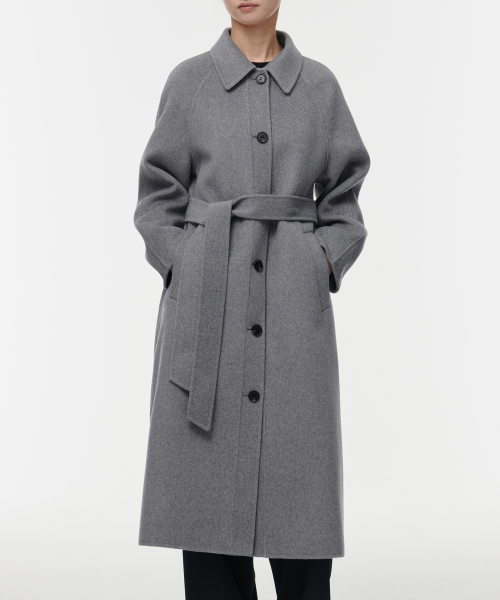 MUSINSA STANDARD WOMAN（ムシンサスタンダードウーマン）の「レディースカシミアブレンドハンドメイドステンカラーローブコート[ミディアムグレー]（チェスターコート・レディース・その他・SMALL/MEDIUM/LARGE/X-SMALL）」の11枚目の写真