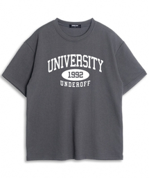 UNDEROFF（アンダーオフ）の「オーバーサイズクルーネックユニバーシティ半袖Tシャツダークグレー（Tシャツ/カットソー）」