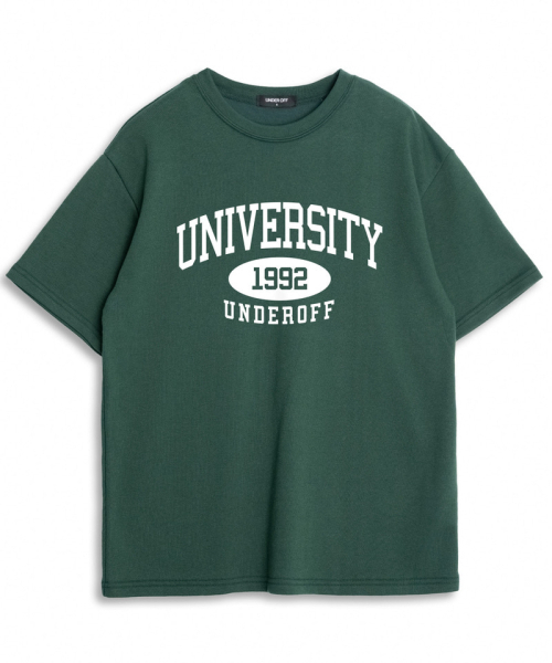 UNDEROFF（アンダーオフ）の「オーバーサイズクルーネックユニバーシティ半袖Tシャツダークグレー（Tシャツ/カットソー・レディース・ダークグレー・SMALL/MEDIUM/LARGE/X-LARGE）」の3枚目の写真
