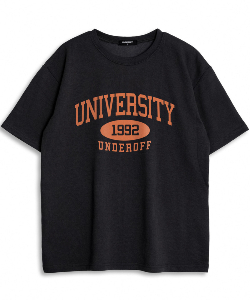 UNDEROFF（アンダーオフ）の「オーバーサイズクルーネックユニバーシティ半袖Tシャツダークグレー（Tシャツ/カットソー・レディース・ダークグレー・SMALL/MEDIUM/LARGE/X-LARGE）」の5枚目の写真
