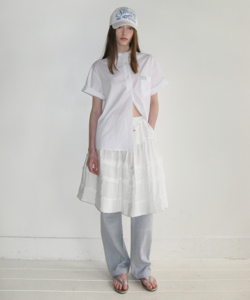SINOON（シヌーン）の「HALF SLEEVE COTTON SHIRT (WHITE)（シャツ/ブラウス・レディース・ホワイト・FREE）」の3枚目の写真
