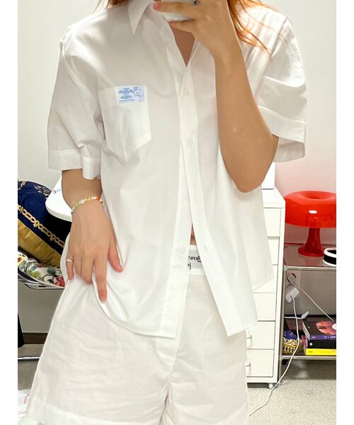 SINOON（シヌーン）の「HALF SLEEVE COTTON SHIRT (WHITE)（シャツ/ブラウス・レディース・ホワイト・FREE）」の5枚目の写真
