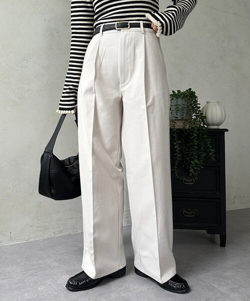 Thevon（ゼボン）の「ウールライクストレートスラックス（その他パンツ・レディース・ブラック/アイボリー/ブラウン・S/M）」の2枚目の写真