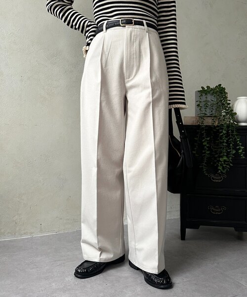 Thevon（ゼボン）の「ウールライクストレートスラックス（その他パンツ・レディース・ブラック/アイボリー/ブラウン・S/M）」の7枚目の写真