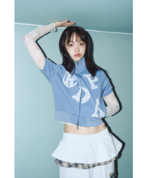 PRENDA（プレンダ）の「PRDA BIG PATCH LACE JERSEY ZIP-UP JACKET ASH BLUE（その他アウター）」